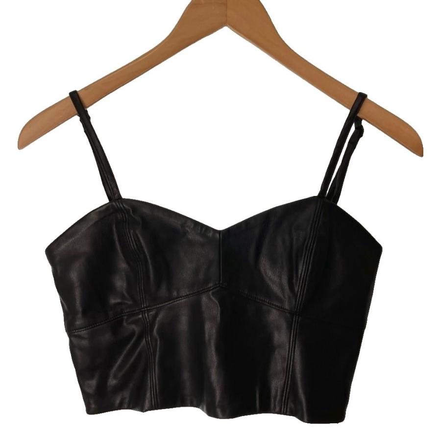 ZARA（ザラ） ビスチェ キャミソール フェイクレザーレザー S 黒