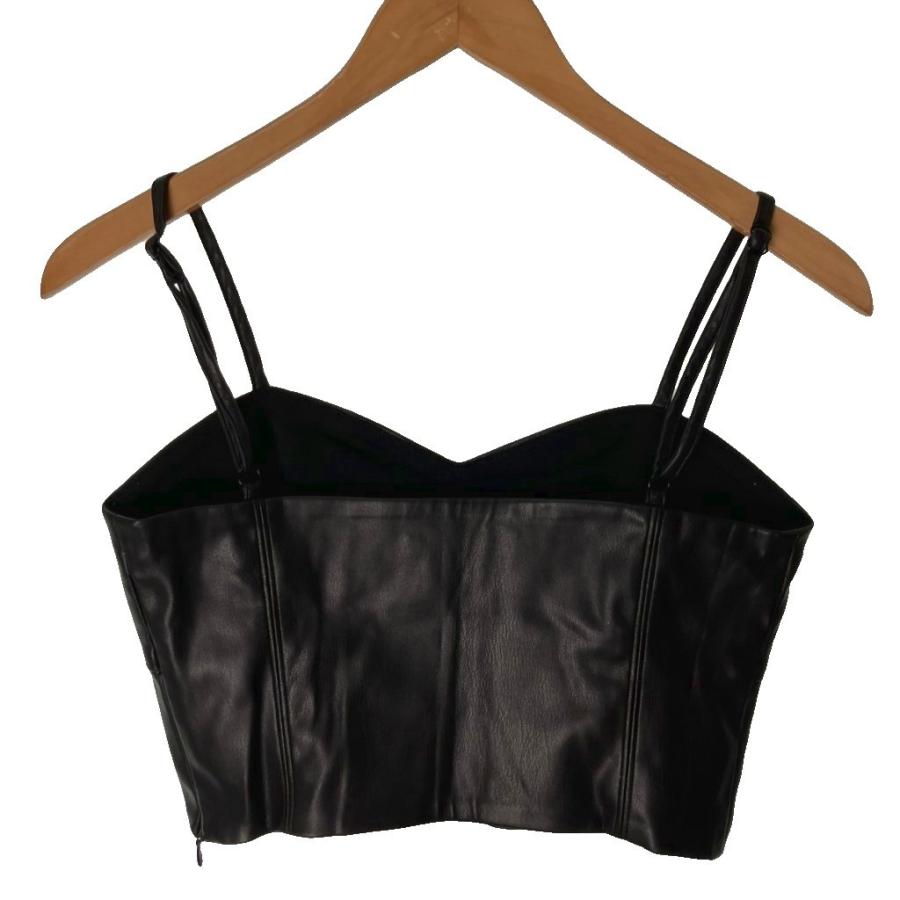 ZARA（ザラ） ビスチェ キャミソール フェイクレザーレザー S 黒