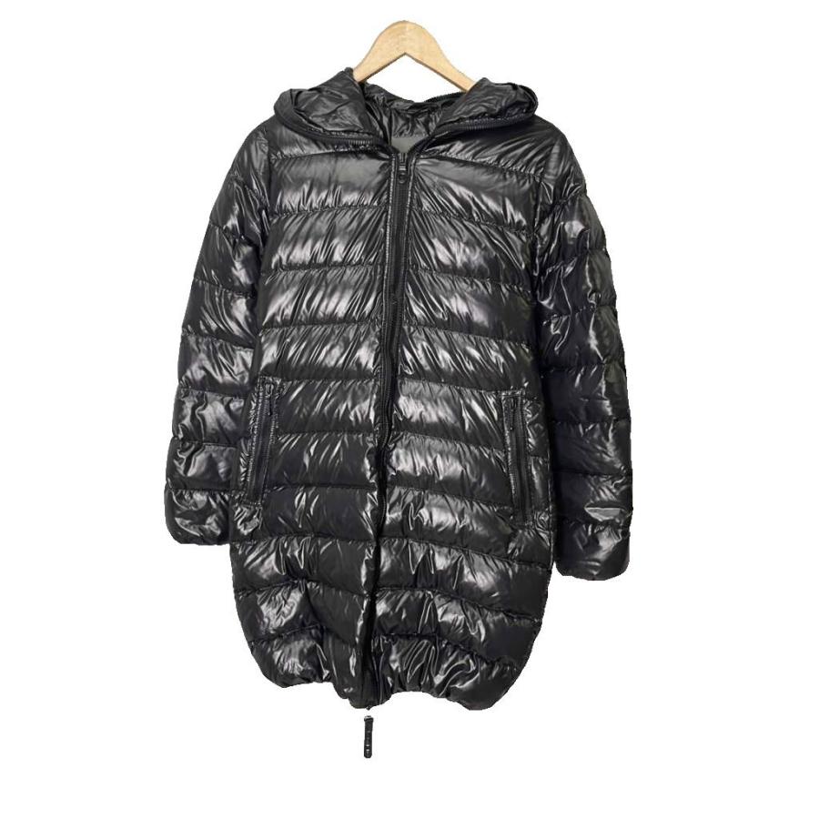 【中古】デュベティカ アチェ ダウンコート ナイロン ダブルフルジップ ミドル丈 ロング 40 ブラック ☆AA★ DUVETICA（デュベティカ） DUVETICA ACE アチェ ダウンコート ナイロン