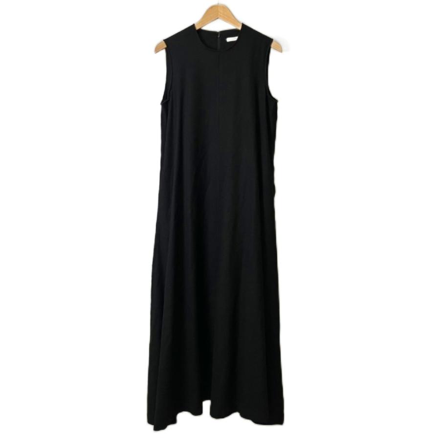 CLANE ノースリーブ黒ワンピース クラネ CLANE FLARE NO SLEEVE ONE PIECE ウール混 フレア