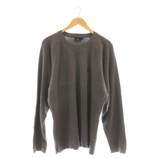 【中古】ステューシー STUSSY Raglan Thermal サーマル カットソー ワッフル ロゴ 長袖 L チャコール /CX ■OS STUSSY（ステューシー） STUSSY Raglan Thermal サーマル カットソー