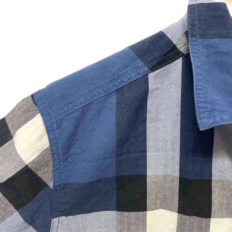 極美品BURBERRY children 14Y 164cm チェックシャツ青 Burberry Kids キッズ グレー コットン チェック柄 シャツ (男の子（4
