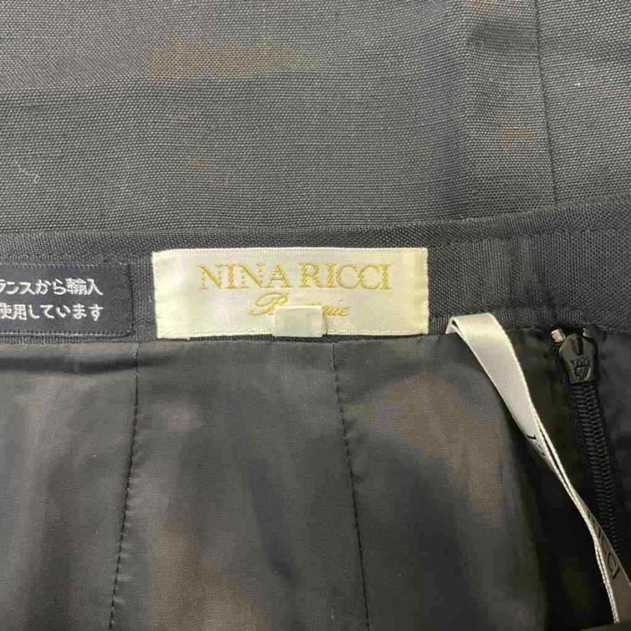 ニナリッチ NINA RICCI タイトスカート ひざ丈 13号 ブラック □GY14 