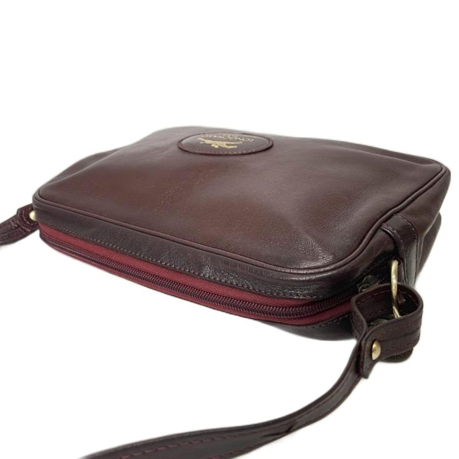 LONGCHAMP（ロンシャン） レザー ショルダーバッグ 斜めかけ ロゴ 赤茶 