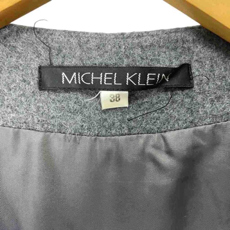 ミッシェルクラン MICHEL KLEIN ウール ノーカラーコート ベルテッド 