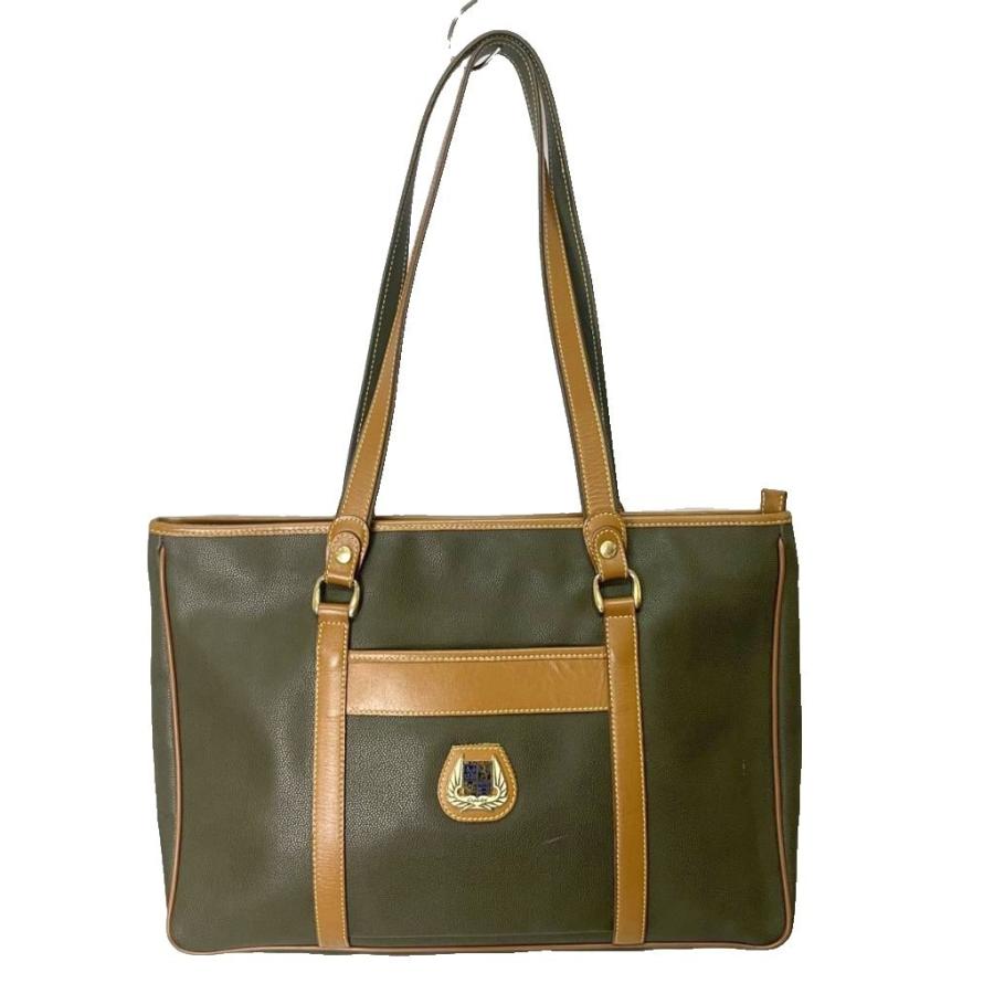 ランセル LANCEL トートバッグ ハンドバッグ レザー ロゴ グリーン