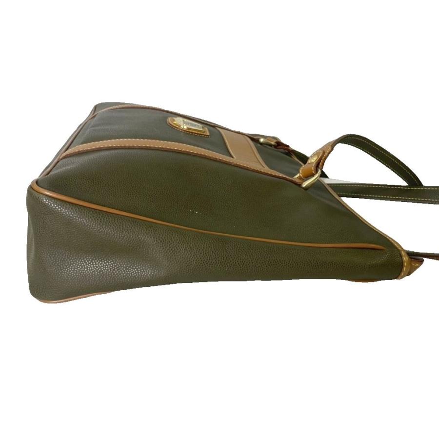 ランセル LANCEL トートバッグ ハンドバッグ レザー ロゴ グリーン