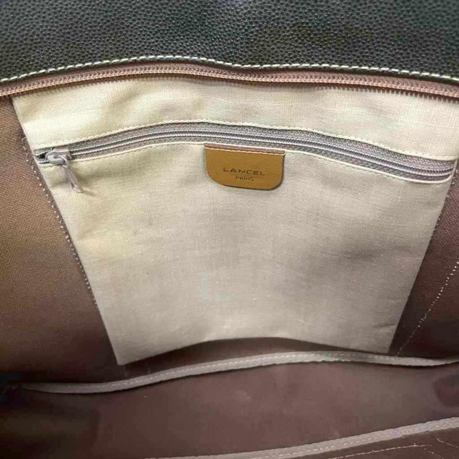 ランセル LANCEL トートバッグ ハンドバッグ レザー ロゴ グリーン