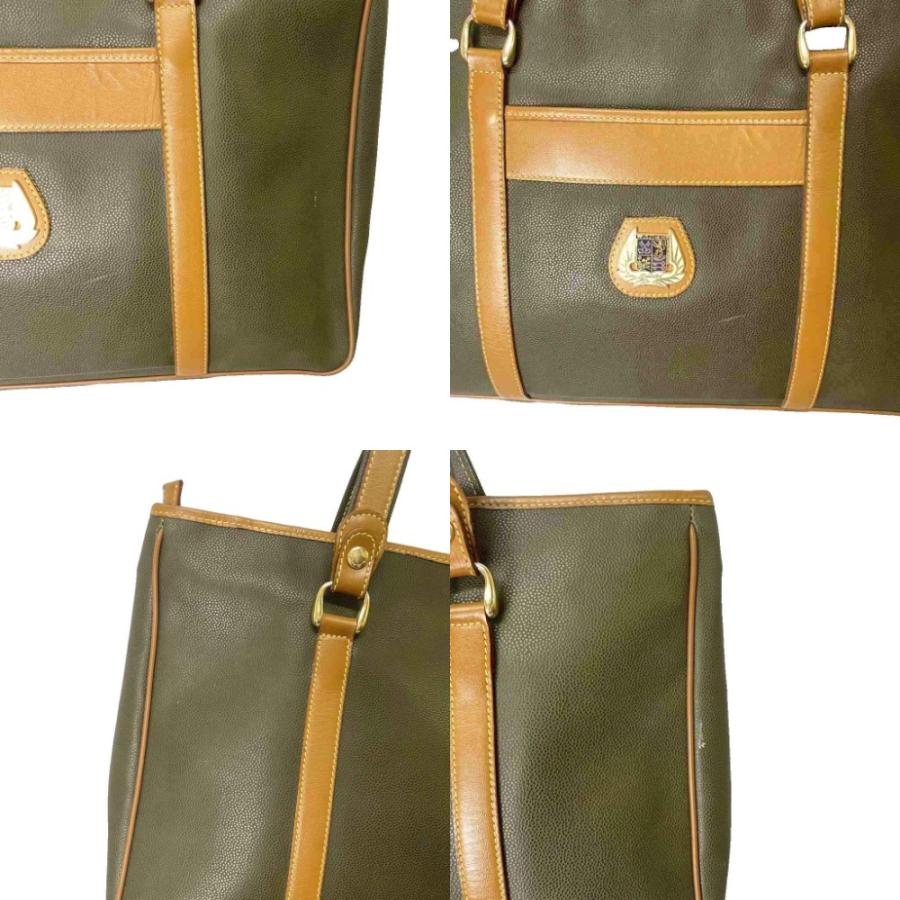 LANCEL ランセル ハンドバッグ レザー スエード ダークブラウン ほぼ新品 ランセル LANCEL トートバッグ ハンドバッグ レザー ロゴ グリーン