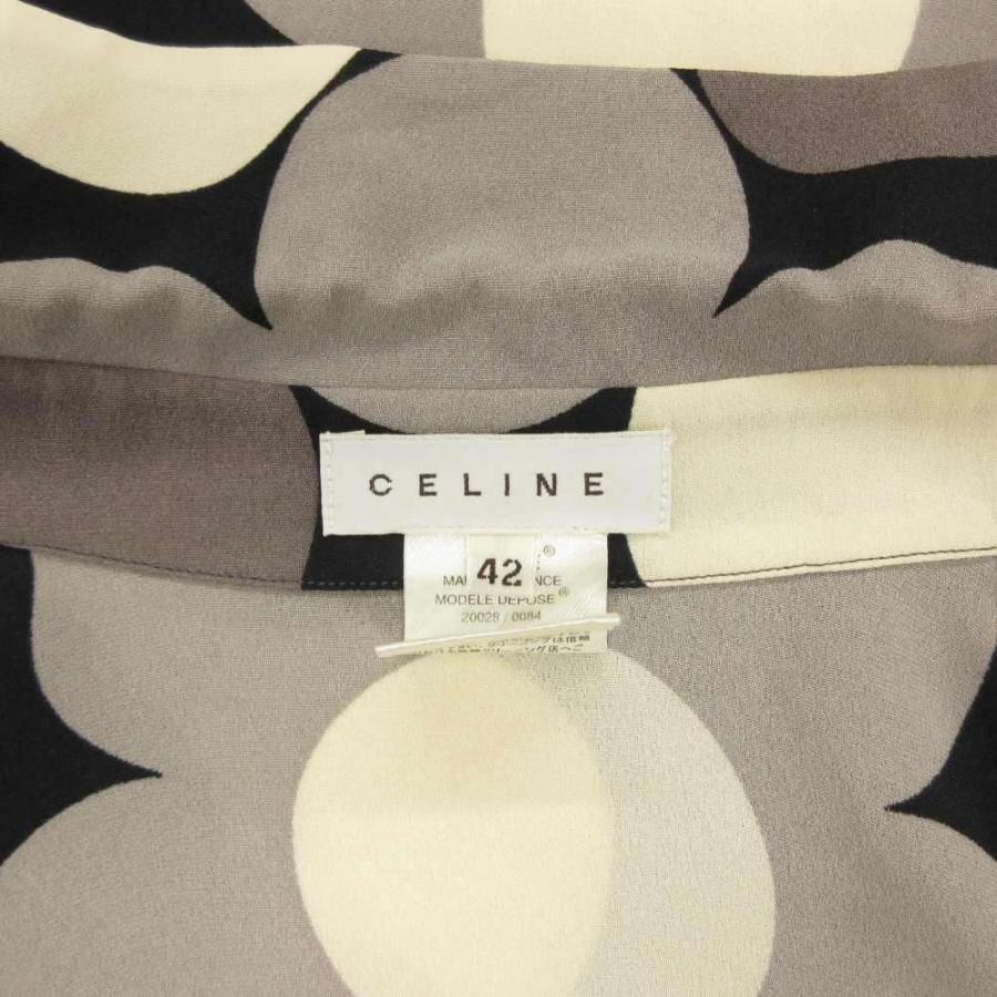 CELINE（セリーヌ） シルクシャツ ブラウス 長袖 袖フレア 花柄 
