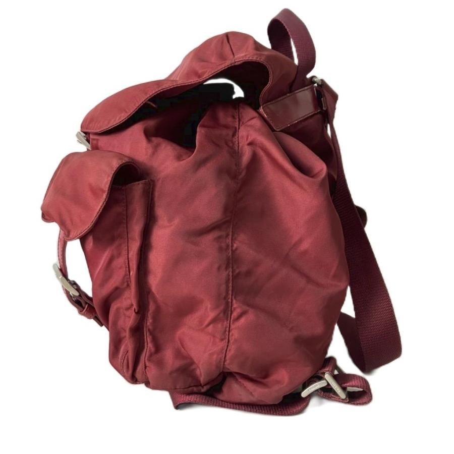 【美品】PRADA プラダ リュック 三角プレート ナイロン レッド ロゴ レア PRADA（プラダ） リュックサック デイパック ナイロン 三角プレート