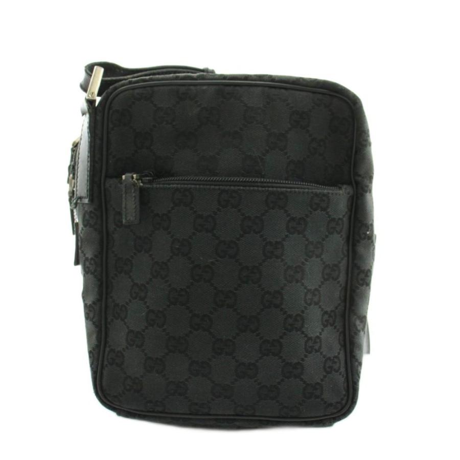 GUCCI（グッチ） GUCCI GGキャンバス ショルダーバッグ レザー 黒