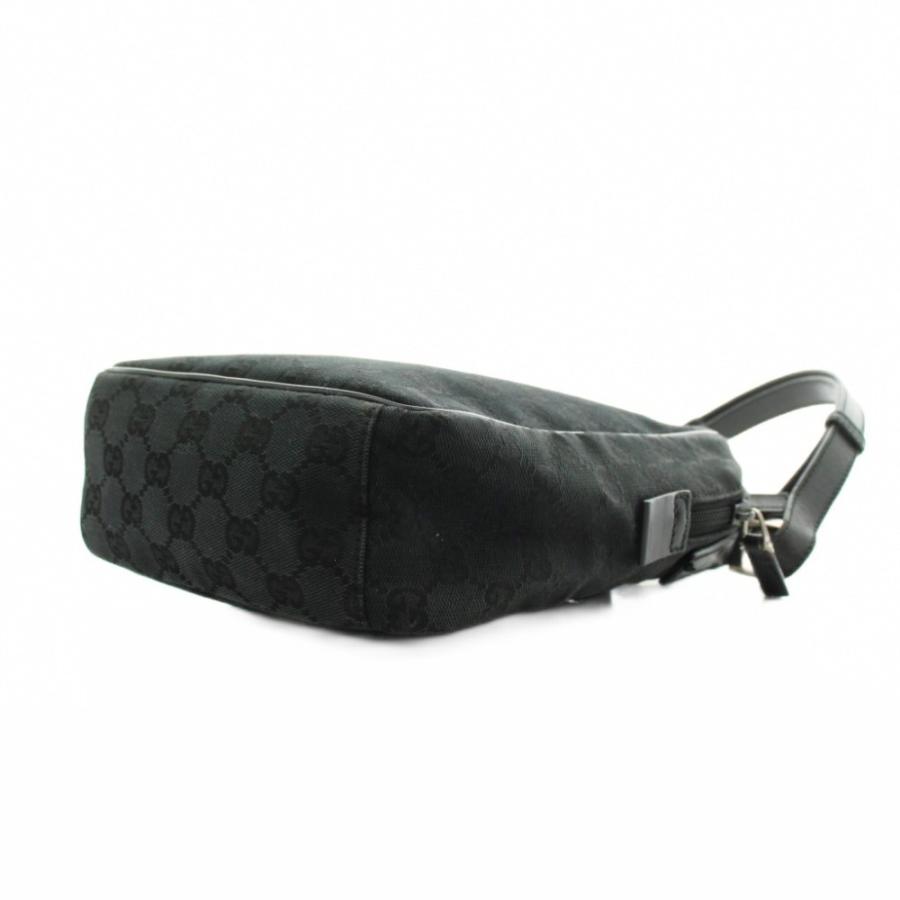 GUCCI ブラック キャンバス ショルダーバック ※訳あり品 GUCCI（グッチ） GUCCI GGキャンバス ショルダーバッグ レザー 黒
