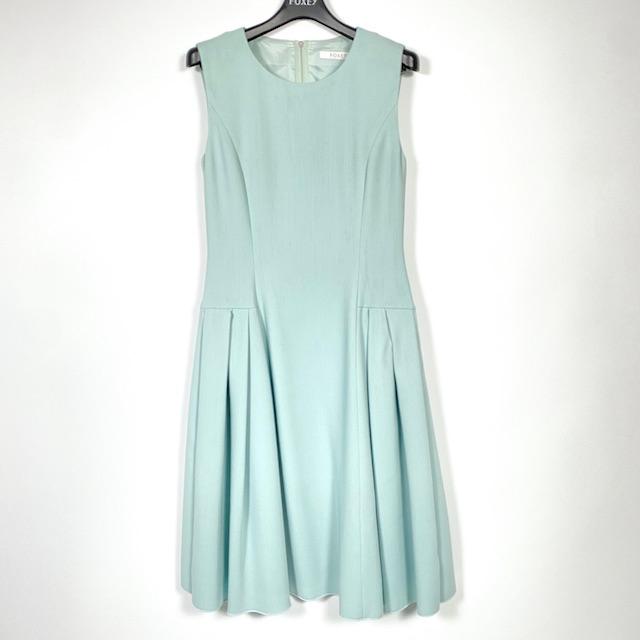FOXEY フォクシー ノースリーブ ワンピース 38 ブルー 美品】FOXY
