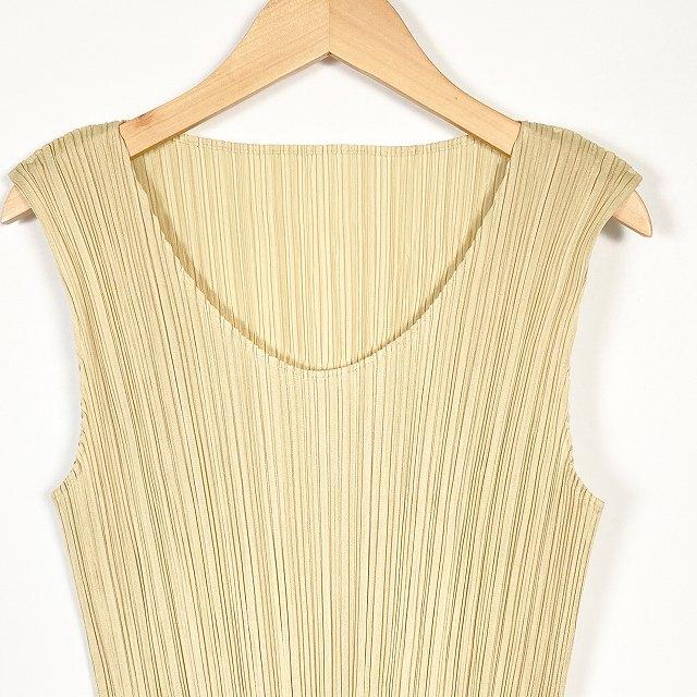 美品✨PLEATS PLEASE ベージュ　ノースリーブ　チュニック　トップス プリーツプリーズ PLEATS PLEASE チュニック ワンピース ノースリーブ