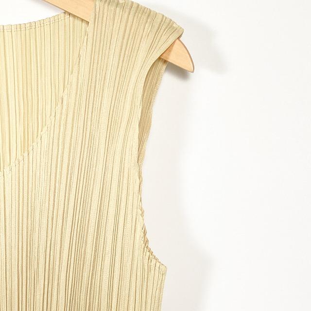 美品✨PLEATS PLEASE ベージュ　ノースリーブ　チュニック　トップス プリーツプリーズ PLEATS PLEASE チュニック ワンピース ノースリーブ