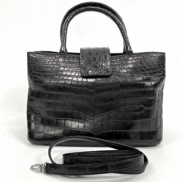 Claude Ferand Paris 2way マットクロコダイル ハンドバッグ センター 