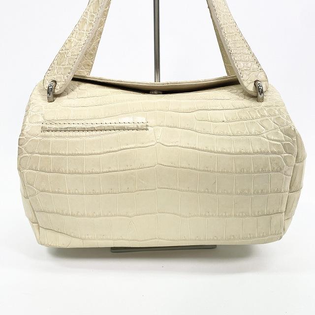 【中古】Diletto 2way マットクロコダイル ハンドバッグ センター取り 肩掛け ワニ レザー アイボリー レディース Diletto 2way マットクロコダイル ハンドバッグ センター取り 肩掛け