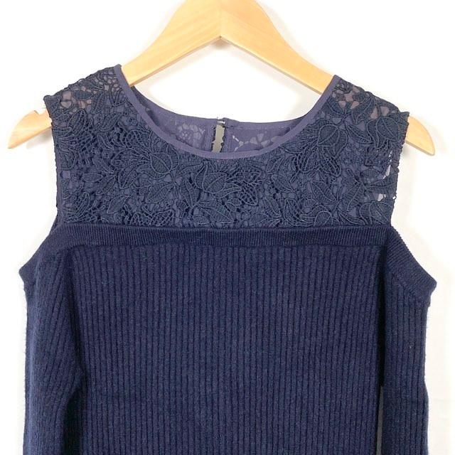 アプワイザー デコルテレースオフショルニットワンピース 