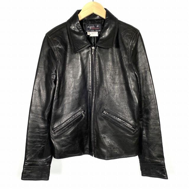 アニエスベー　スナップボタン•レザージャケット✿最終値下げ✿即購入OK アニエスベー スナップボタン•レザージャケット✿最終値下げ✿即