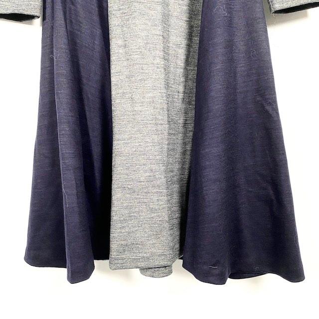 アナイ ANAYI 七分袖ワンピース フレアスカート ウール グレー