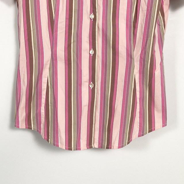 ナラカミーチェ NARA CAMICIE シャツ トップス 半袖 ストライプ ピンク
