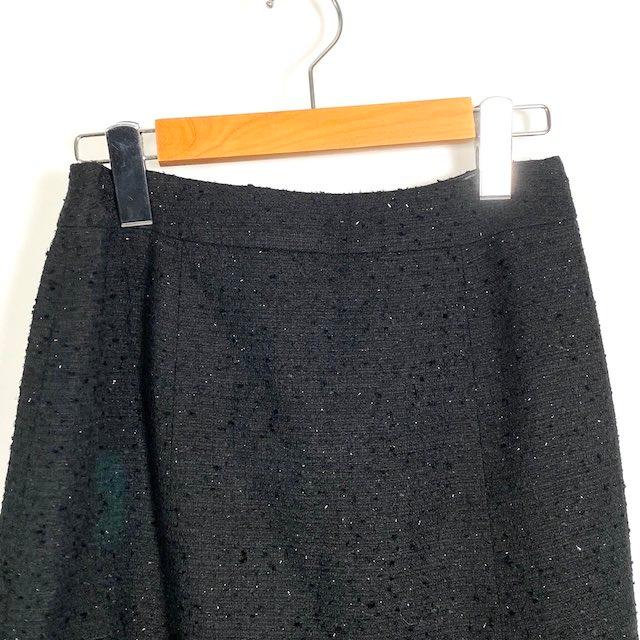 ランバン LANVIN ひざ丈スカート ボトムス ラメ入り ウール混 無地  