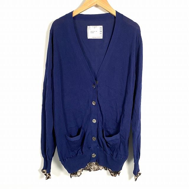 サカイ sacai 異素材ドッキングカーディガン ニット 長袖 レオパード 