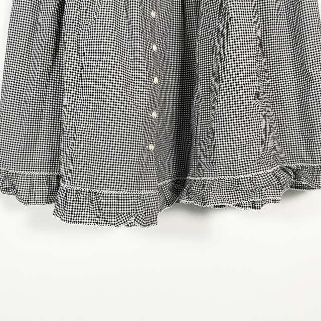 【中古】カネコイサオ KANEKO ISAO セットアップ ブラウス スカート ギンガムチェック ピコフリル フラワー 黒 白 レディース カネコイサオ KANEKO ISAO セットアップ ブラウス スカート ギンガム