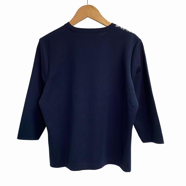バルマン BALMAIN ニット セーター 花柄 ロゴ 紺 ネイビー 40 L相当 
