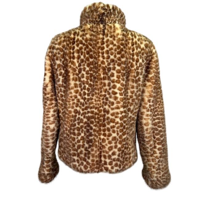 【国内発送】 毛皮 ミンク レオパード柄 リアルファー 総柄 ヒョウ柄 ジャケット・アウター