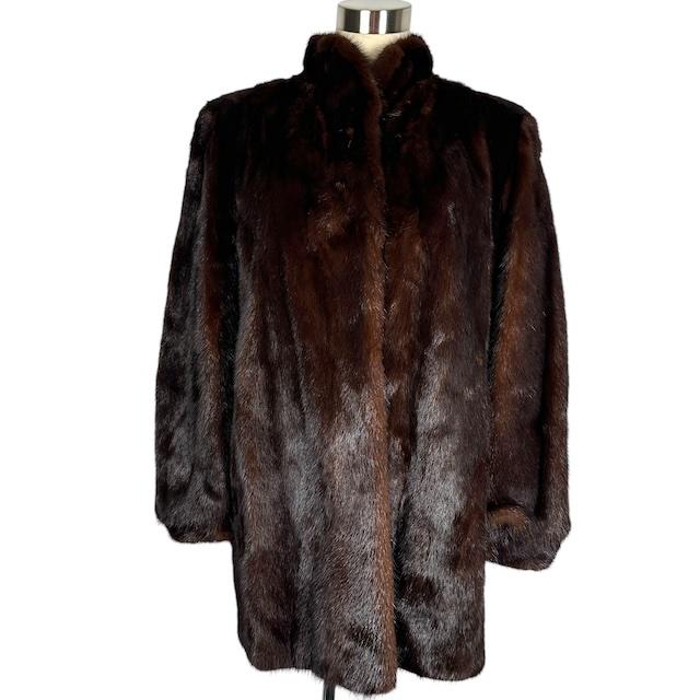 ミンク 毛皮 コート ダークブラウン 15号 レディース : ブランド古着
