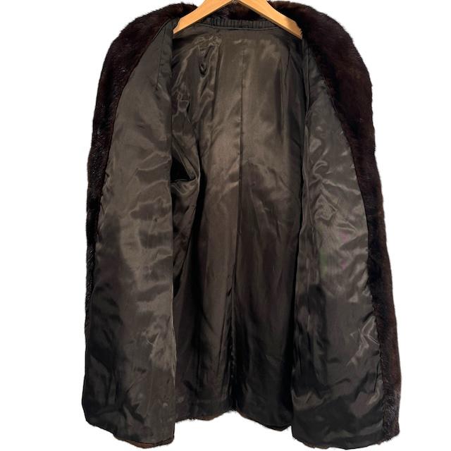 ミンク 毛皮 コート ダークブラウン 15号 レディース : ブランド古着