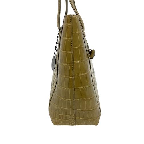 SANPO シャイニングクロコダイル ハンドバッグ ブラック JRA ワニ革