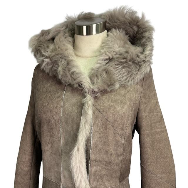 J-white リアルムートンコート 羊革 毛皮 リアルファー フード  