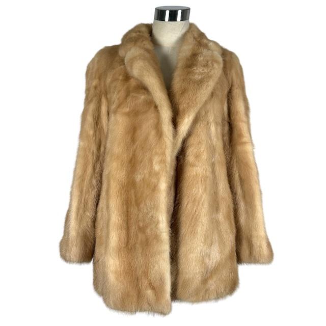 【中古】パステルミンク 毛皮 コート リアルファー 裏地総柄 ベージュ 9号 レディース パステルミンク 毛皮 コート リアルファー 裏地総柄 ベージュ 9号