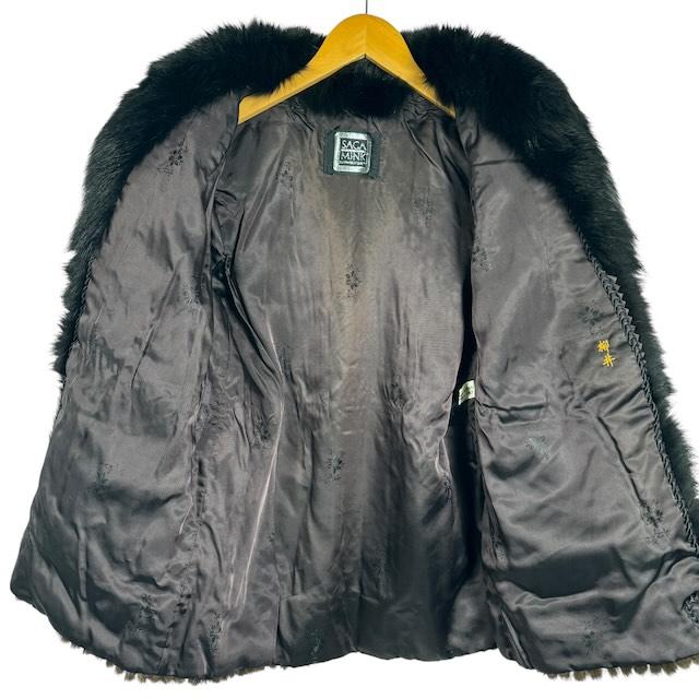 ☆ブルーフォックス☆ハーフコート　毛皮コート ショート丈　13号 サガミンク SAGA MINK ブルーフォックス ミンク 切替 毛皮 コート