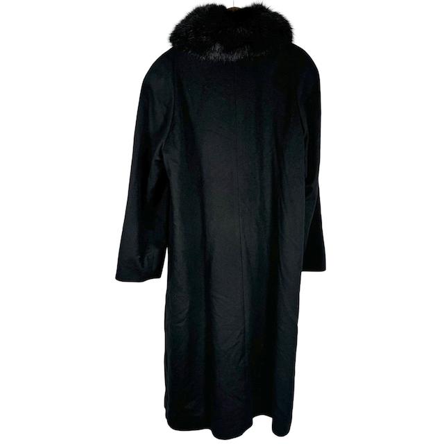 カシミヤ100% ロングコート黒ファーM