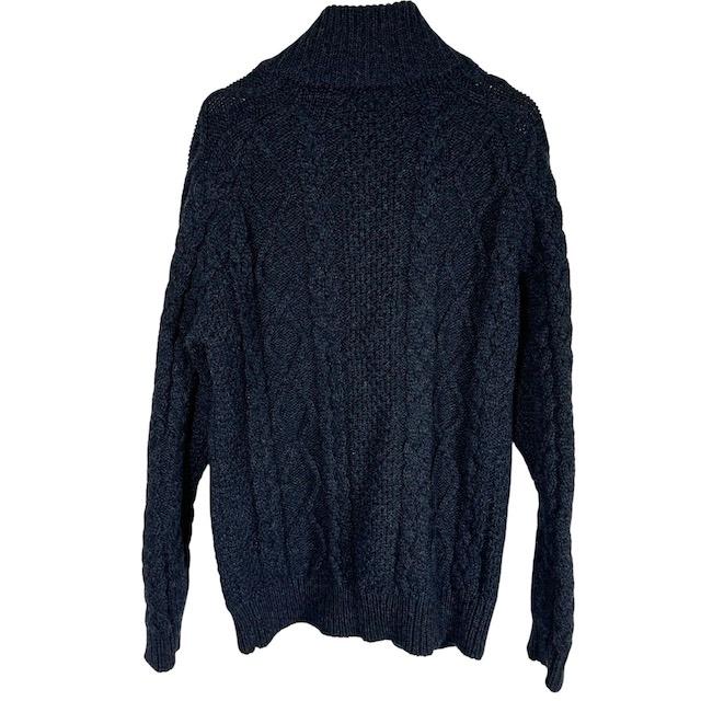 MARGARET HOWELL】厚手ウール100% ケーブルニット黒M☆