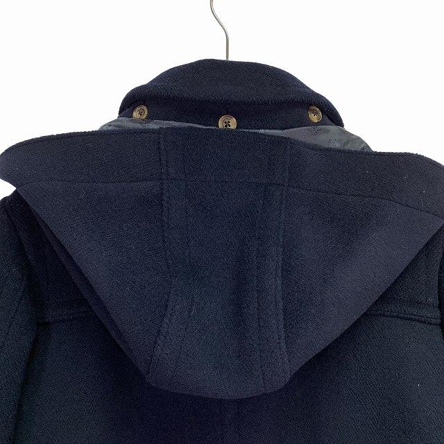 ブルックスブラザーズ BROOKS BROTHERS 2WAY ダッフルコート ウール100% 牛革 紺 ネイビー 2 M相当 レディース