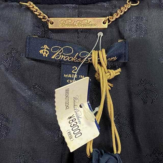 ブルックスブラザーズ BROOKS BROTHERS 2WAY ダッフルコート ウール100% 牛革 紺 ネイビー 2 M相当 レディース