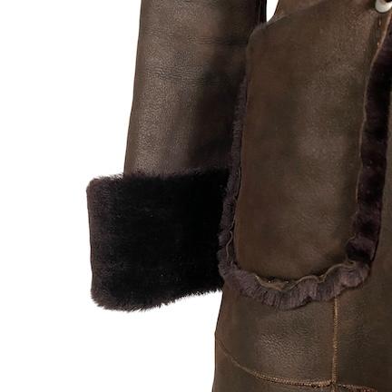 ポールカ PAULE KA ムートンコート ラムスキン ロング丈 フード ベルト  