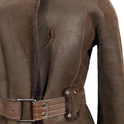 ポールカ PAULE KA ムートンコート ラムスキン ロング丈 フード ベルト  