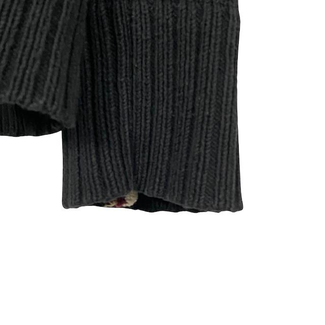 バーバリーブラックレーベル　刺繍ロゴ　ブラック　コマンドニット　リブニット　3. BURBERRY BLACK LABEL（バーバリーブラックレーベル） 長袖ニット ロゴ