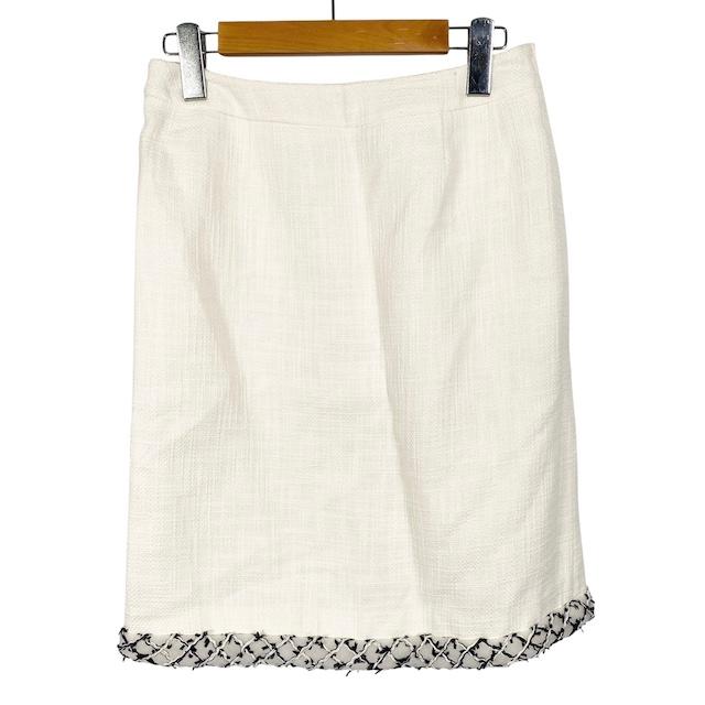 Rene ルネ ツイード タイトスカート ボトムス ひざ丈 白 ホワイト 36 S  