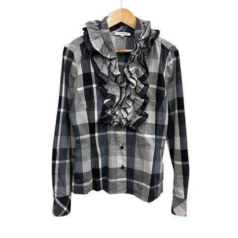 ナラカミーチェ NARA CAMICIE チェック柄 フリルシャツブラウス