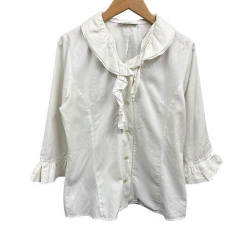 ナラカミーチェ NARA CAMICIE フリルシャツブラウス ホワイト 1 M 
