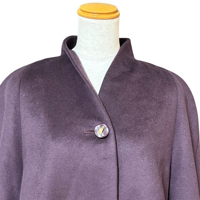 VESTINA カシミヤ100% ロングコート 長袖 無地 紫 パープル レディース