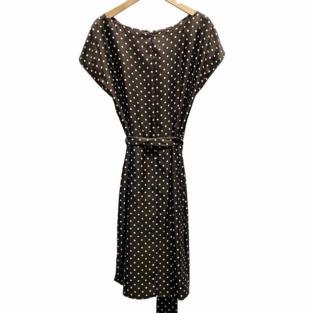 アナイ ワンピース　水玉 アナイ ANAYI ワンピース 水玉 ドット ひざ丈 ベルト付 茶