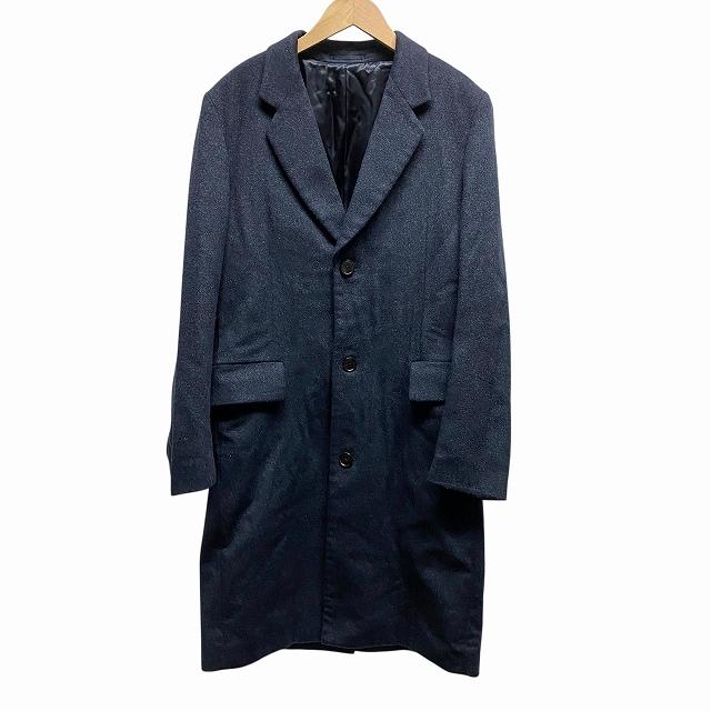 【中古】ピーエスポールスミス PS Paul Smith カシミヤ100% コート アウター 長袖 ロング 紺 ネイビー M メンズ ピーエスポールスミス PS Paul Smith カシミヤ100% コート アウター